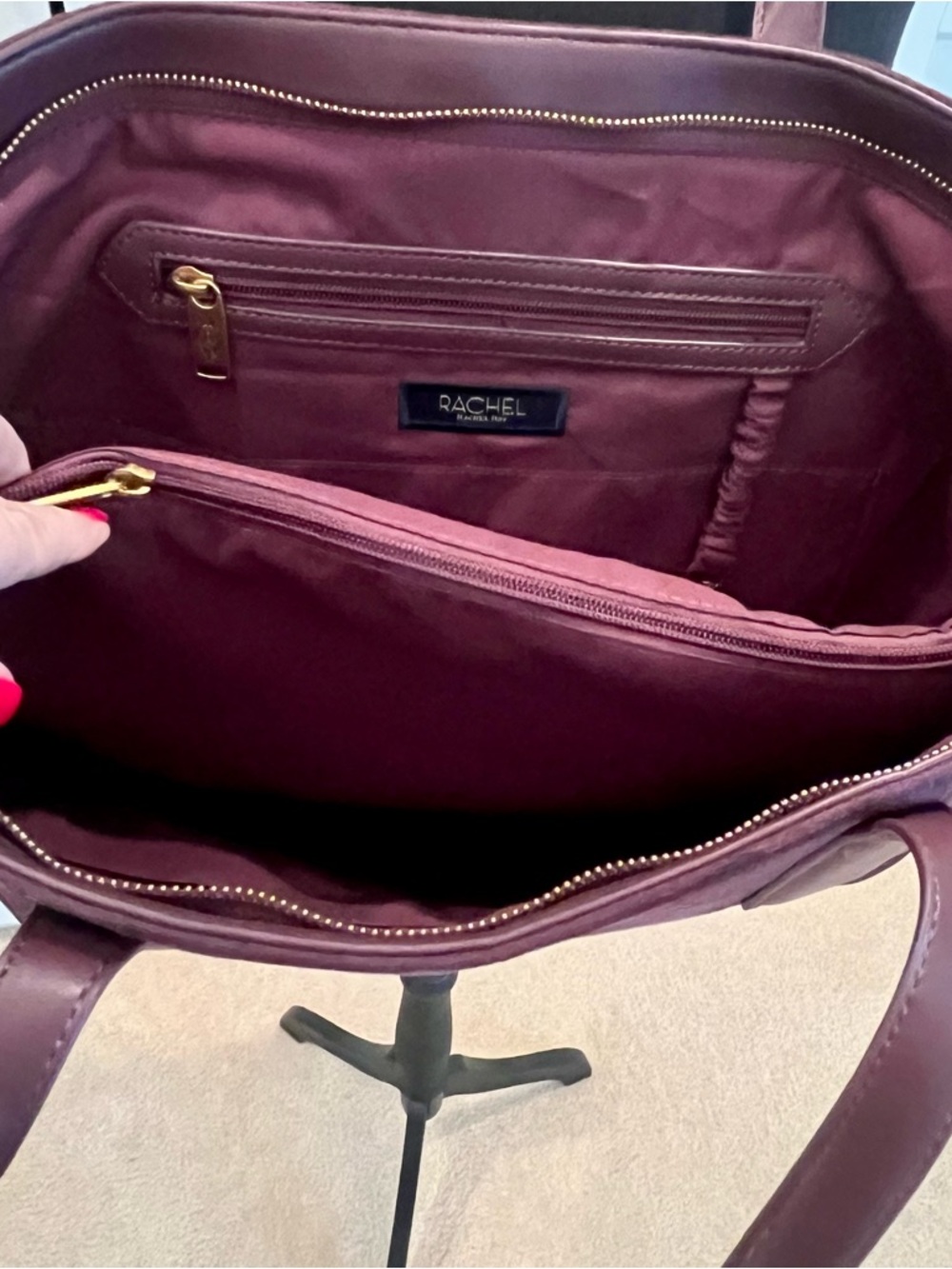 Plum Faux Suede Tote Bag From Rachel Roy - Picture 6 of 10